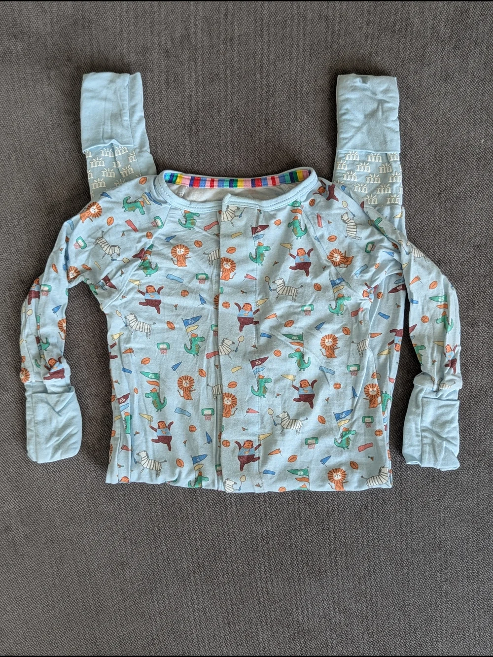 Magnetic Me Convertible Coverall in Light Blue Sports Print | 9-12 Months